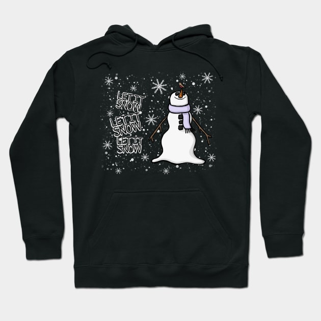 Snowman with a Robin on its Carrot Nose, Let it snow Digital Illustration Hoodie by AlmightyClaire